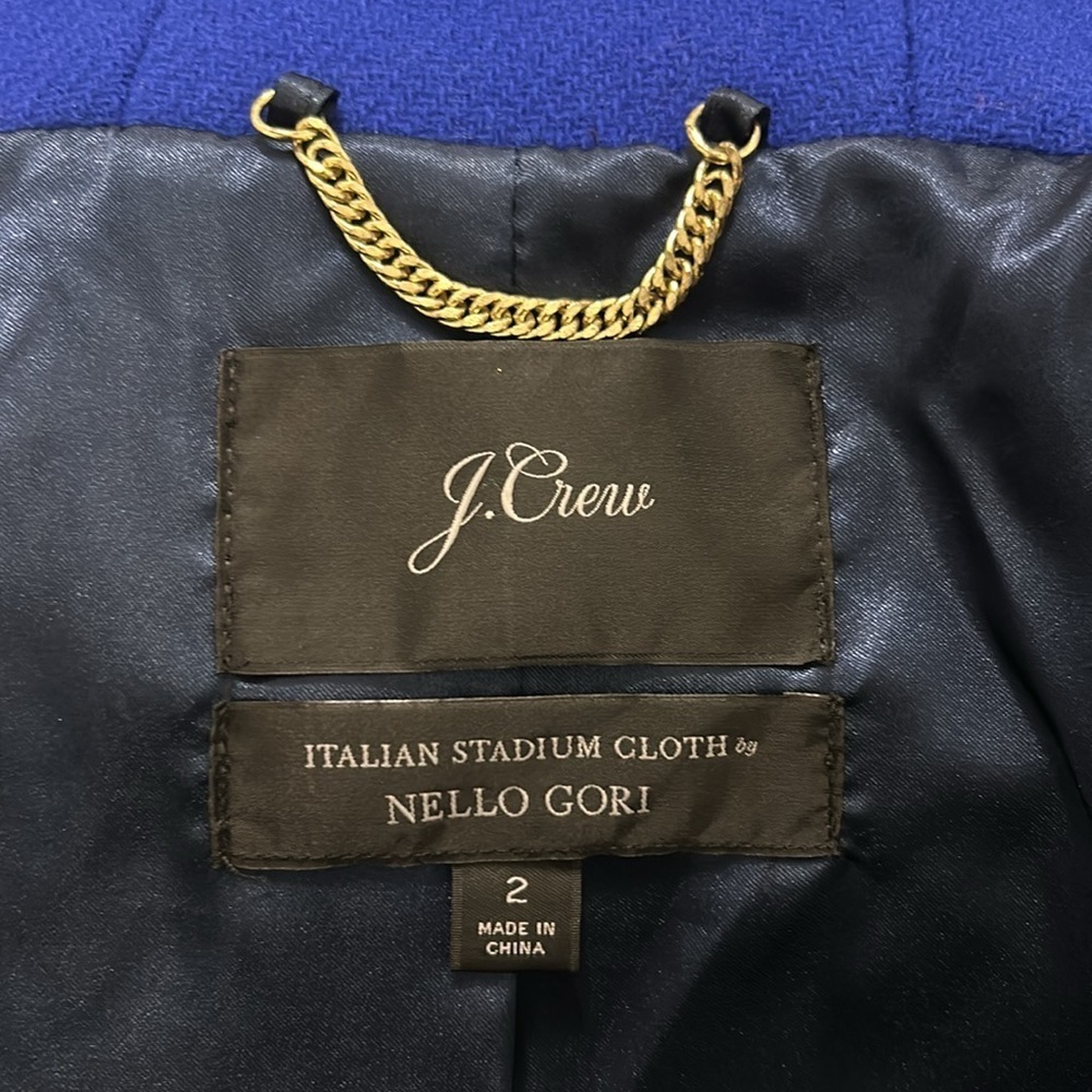 J. Crew Chateau Italian Stadium Cloth Wool Fur Parka Regal Brunswick Blue Size 2 - Picture 15 of 16